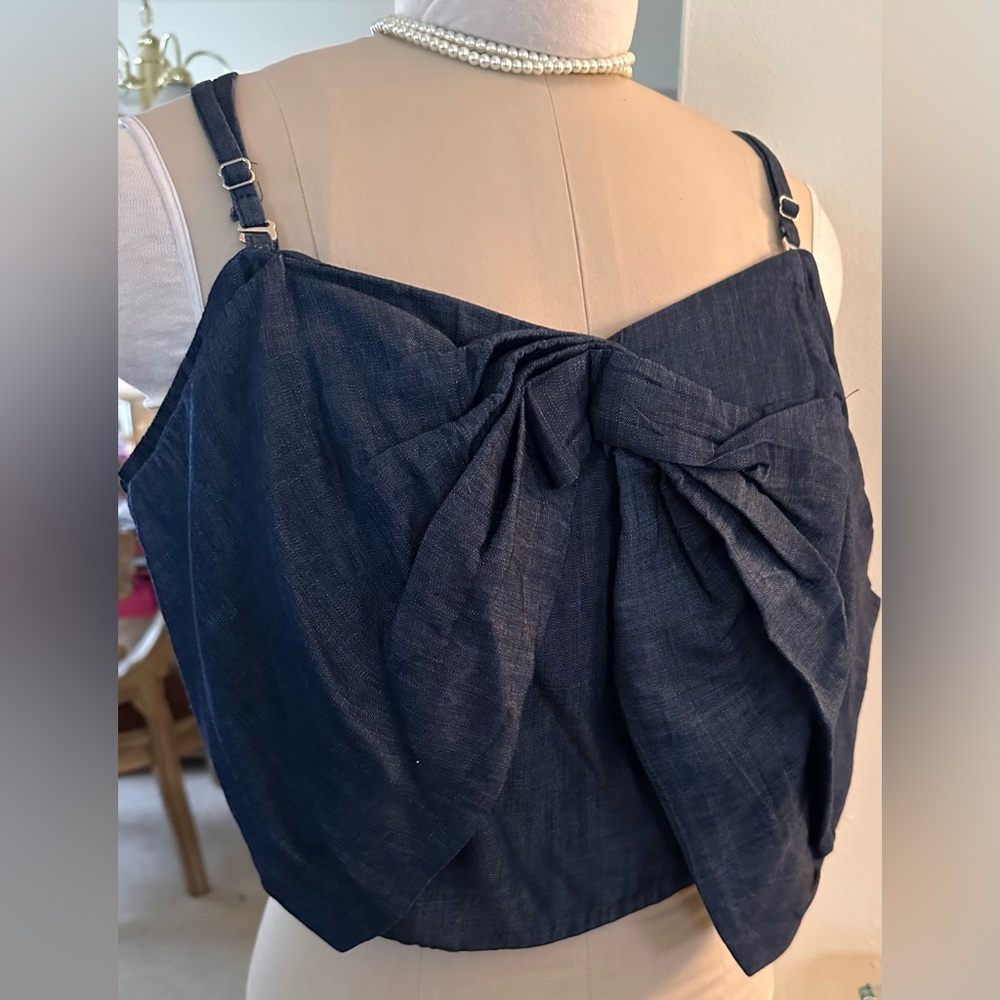 New York & Company Gabrielle Union Denim Cropped Top